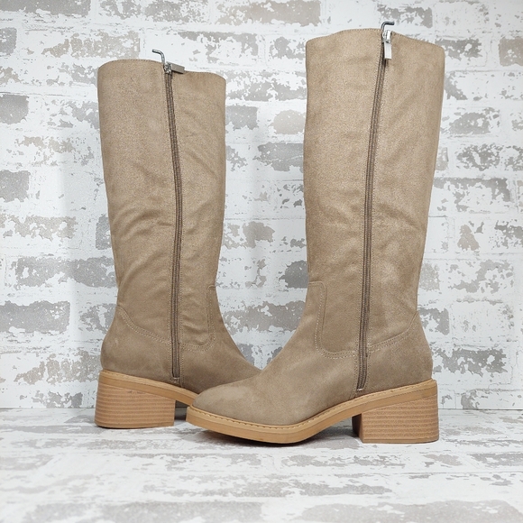 NEW Splendid Vivie Beige Block Heel Zip Up Knee High Boots W929 - Picture 5 of 12